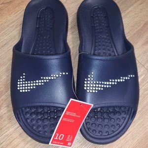 NWT Men’s NIKE Victori One Slides Navy Blue/ White Size 10